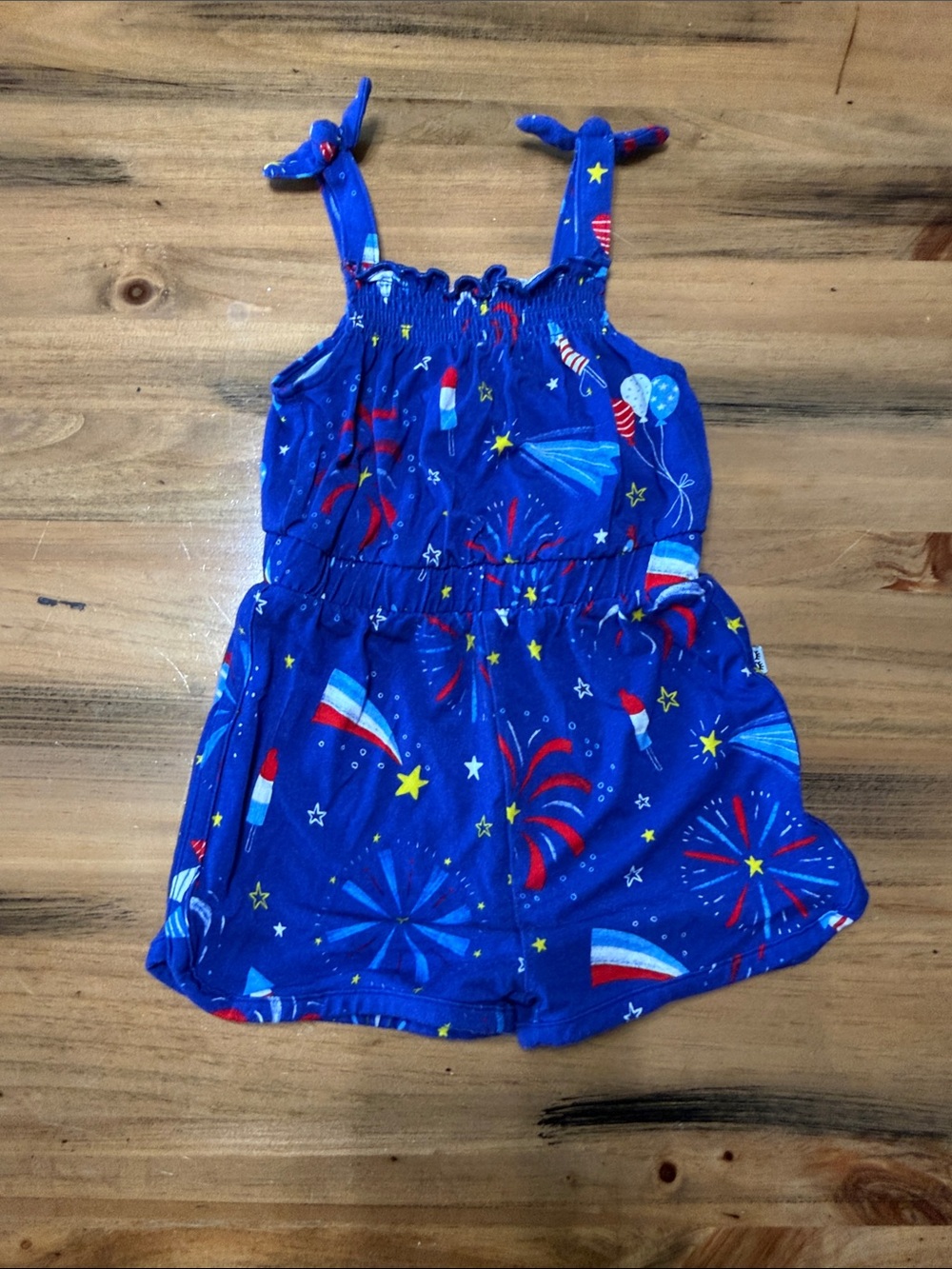 Little Sleepies Blue Fireworks Print Romper - 6-12 months